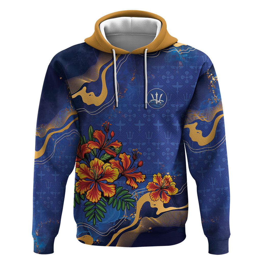 Custom Women’s Cricket Barbados Floral Series Hoodie Royal Blue Pride of Barbados