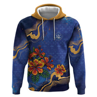 Custom Women’s Cricket Barbados Floral Series Hoodie Royal Blue Pride of Barbados