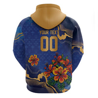 Custom Women’s Cricket Barbados Floral Series Hoodie Royal Blue Pride of Barbados