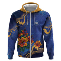 Custom Women’s Cricket Barbados Floral Series Hoodie Royal Blue Pride of Barbados