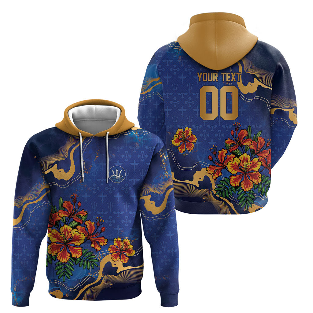 Custom Women’s Cricket Barbados Floral Series Hoodie Royal Blue Pride of Barbados