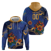Custom Women’s Cricket Barbados Floral Series Hoodie Royal Blue Pride of Barbados