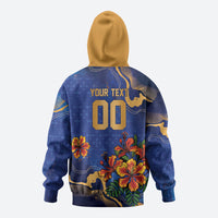 Custom Women’s Cricket Barbados Floral Series Hoodie Royal Blue Pride of Barbados
