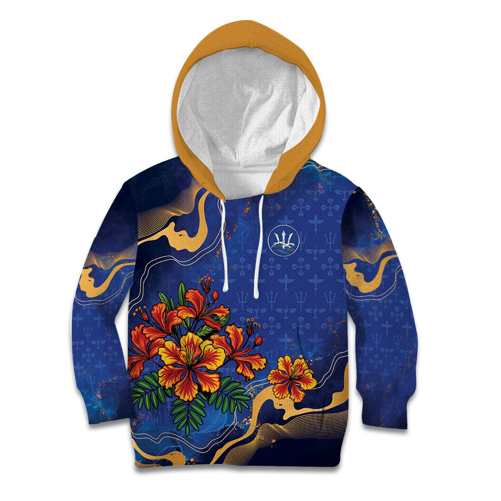 Custom Women’s Cricket Barbados Floral Series Kid Hoodie Royal Blue Pride of Barbados
