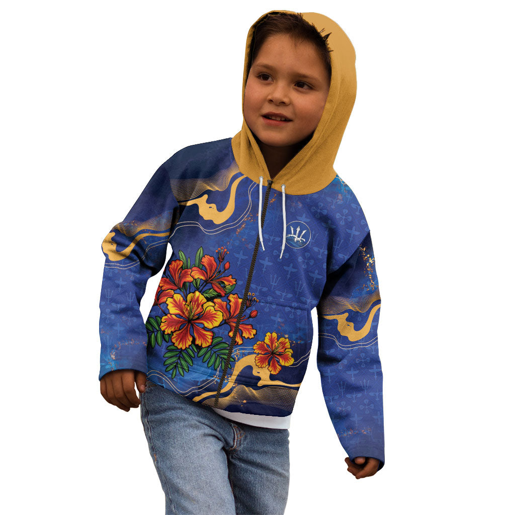 Custom Women’s Cricket Barbados Floral Series Kid Hoodie Royal Blue Pride of Barbados