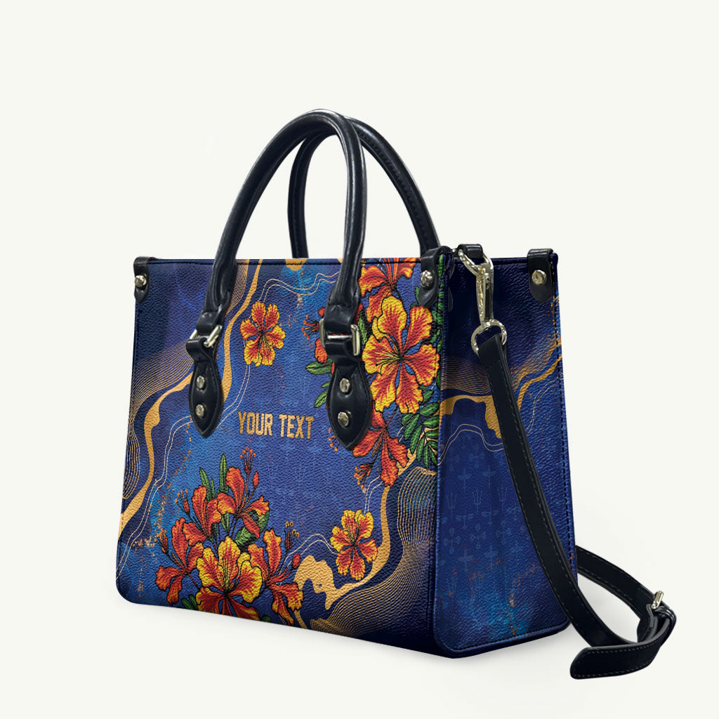 Custom Women’s Cricket Barbados Floral Series Leather Bag Royal Blue Pride of Barbados
