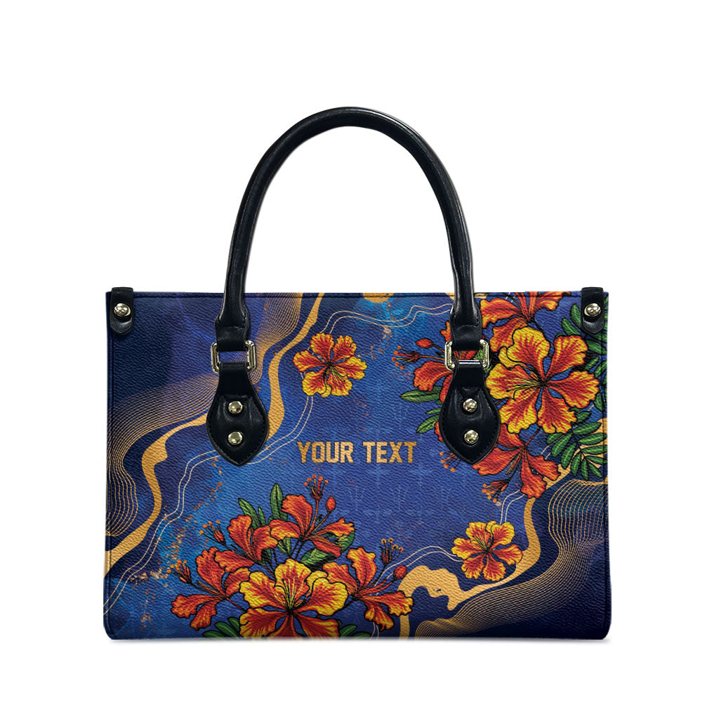 Custom Women’s Cricket Barbados Floral Series Leather Bag Royal Blue Pride of Barbados