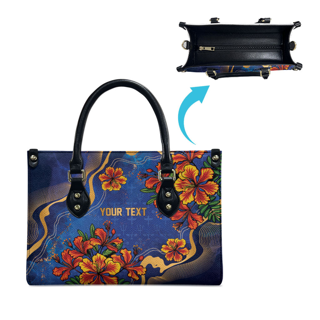 Custom Women’s Cricket Barbados Floral Series Leather Bag Royal Blue Pride of Barbados