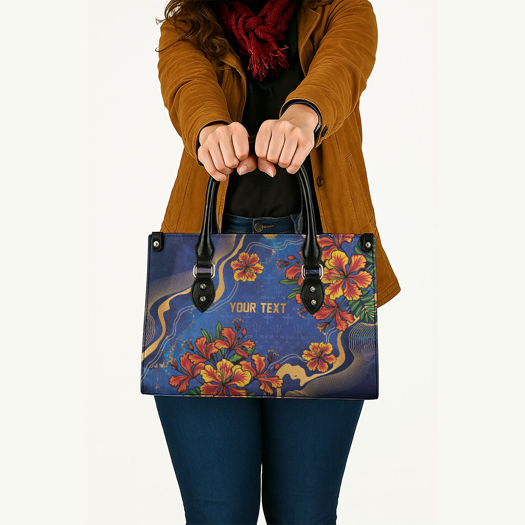 Custom Women’s Cricket Barbados Floral Series Leather Bag Royal Blue Pride of Barbados