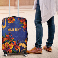 Custom Women’s Cricket Barbados Floral Series Luggage Cover Royal Blue Pride of Barbados