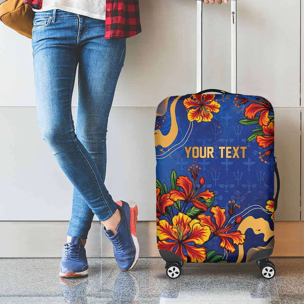 Custom Women’s Cricket Barbados Floral Series Luggage Cover Royal Blue Pride of Barbados