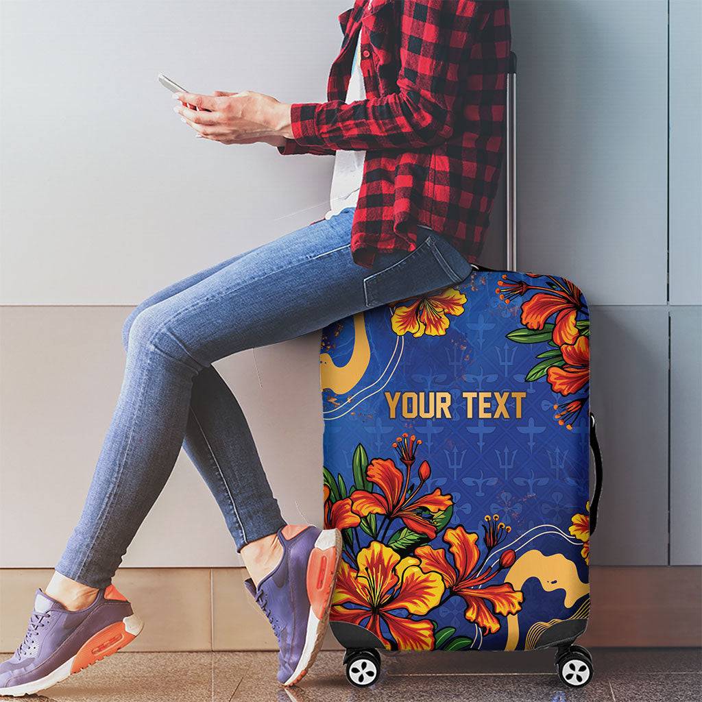 Custom Women’s Cricket Barbados Floral Series Luggage Cover Royal Blue Pride of Barbados