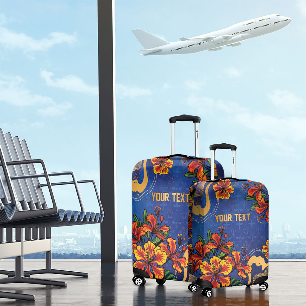 Custom Women’s Cricket Barbados Floral Series Luggage Cover Royal Blue Pride of Barbados