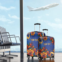 Custom Women’s Cricket Barbados Floral Series Luggage Cover Royal Blue Pride of Barbados