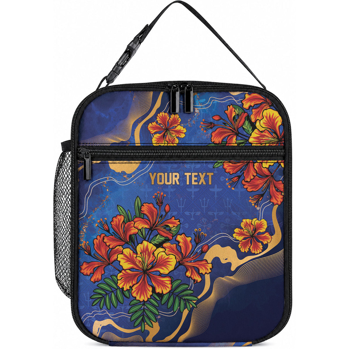 Custom Women’s Cricket Barbados Floral Series Lunch Bag Royal Blue Pride of Barbados