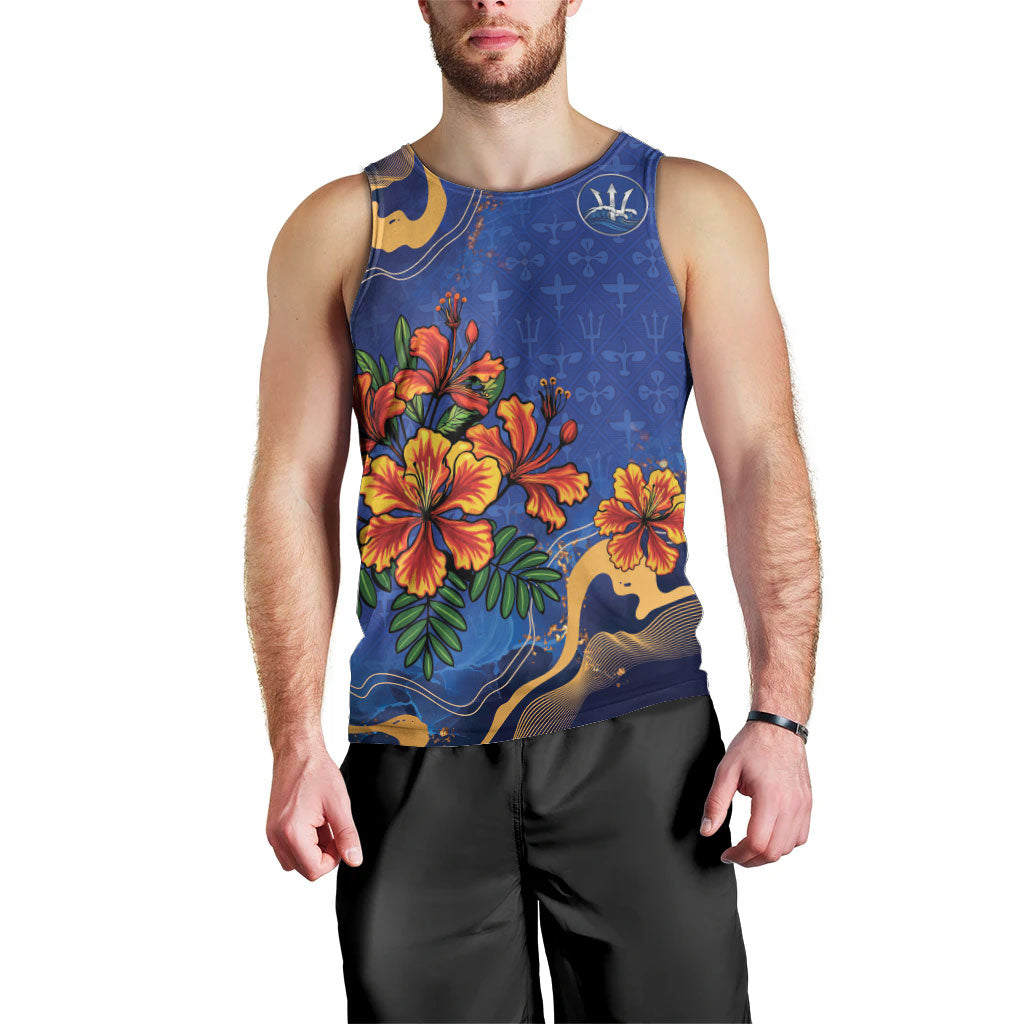 Custom Women’s Cricket Barbados Floral Series Men Tank Top Royal Blue Pride of Barbados