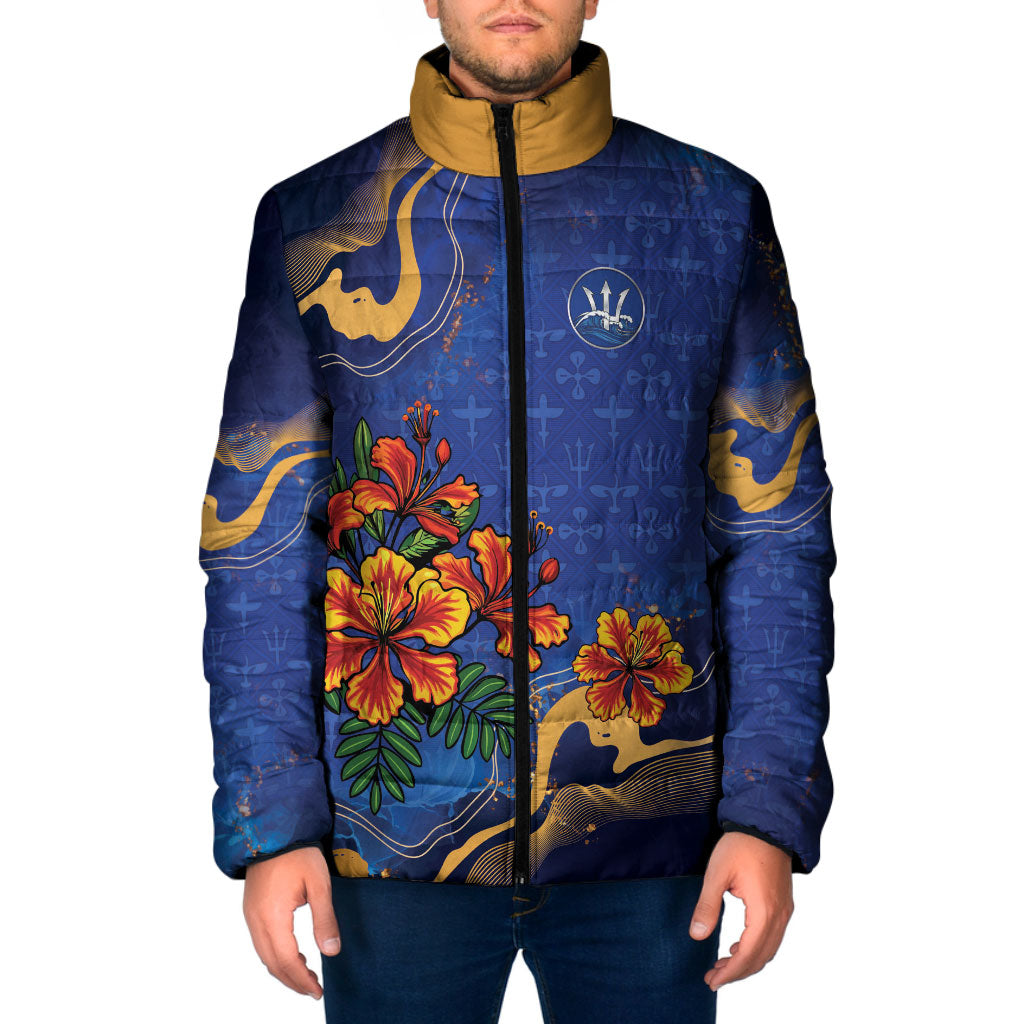Custom Women’s Cricket Barbados Floral Series Padded Jacket Royal Blue Pride of Barbados