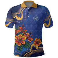 Custom Women’s Cricket Barbados Floral Series Polo Shirt Royal Blue Pride of Barbados