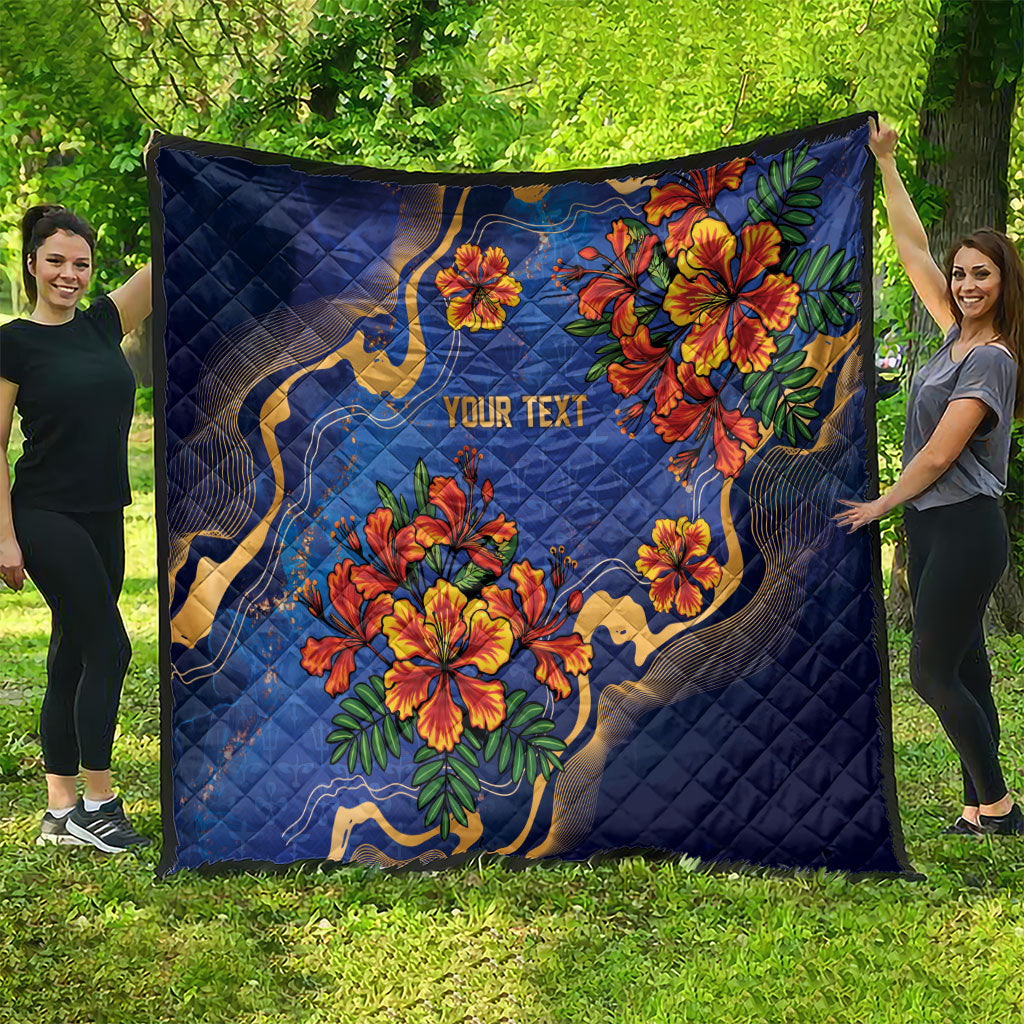 Custom Women’s Cricket Barbados Floral Series Quilt Royal Blue Pride of Barbados