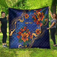 Custom Women’s Cricket Barbados Floral Series Quilt Royal Blue Pride of Barbados