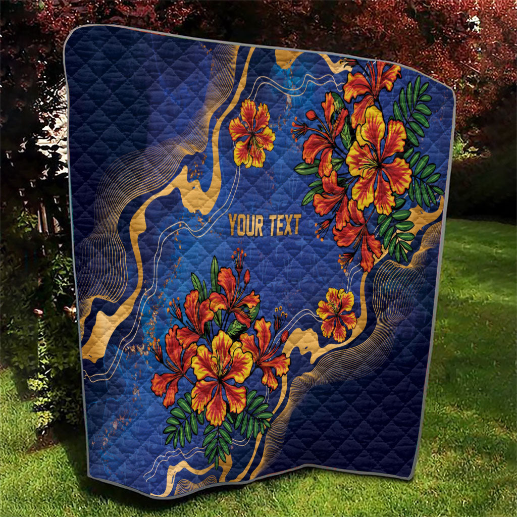 Custom Women’s Cricket Barbados Floral Series Quilt Royal Blue Pride of Barbados