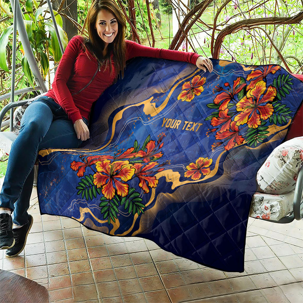 Custom Women’s Cricket Barbados Floral Series Quilt Royal Blue Pride of Barbados