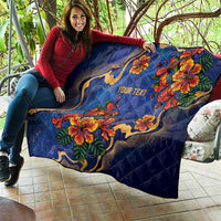Custom Women’s Cricket Barbados Floral Series Quilt Royal Blue Pride of Barbados