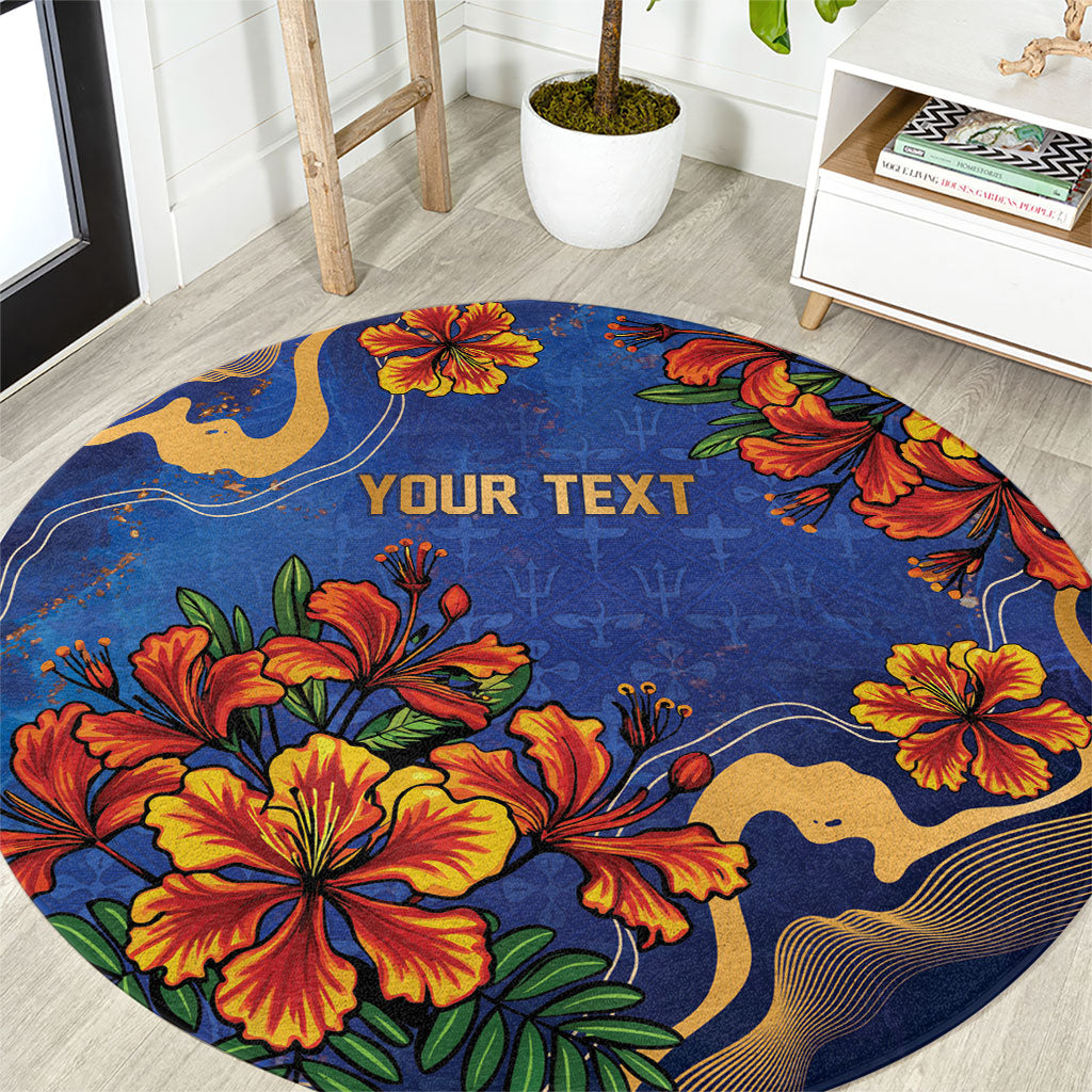 Custom Women’s Cricket Barbados Floral Series Round Carpet Royal Blue Pride of Barbados