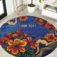 Custom Women’s Cricket Barbados Floral Series Round Carpet Royal Blue Pride of Barbados