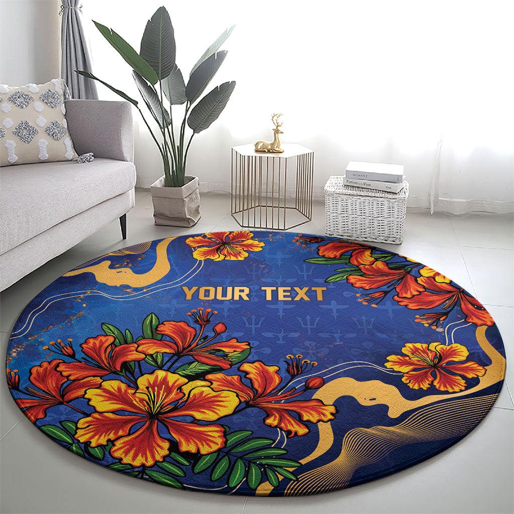 Custom Women’s Cricket Barbados Floral Series Round Carpet Royal Blue Pride of Barbados