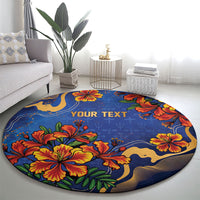 Custom Women’s Cricket Barbados Floral Series Round Carpet Royal Blue Pride of Barbados
