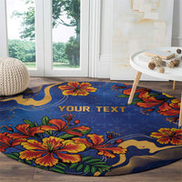 Custom Women’s Cricket Barbados Floral Series Round Carpet Royal Blue Pride of Barbados