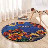 Custom Women’s Cricket Barbados Floral Series Round Carpet Royal Blue Pride of Barbados