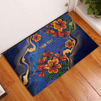 Custom Women’s Cricket Barbados Floral Series Rubber Doormat Royal Blue Pride of Barbados