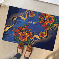 Custom Women’s Cricket Barbados Floral Series Rubber Doormat Royal Blue Pride of Barbados