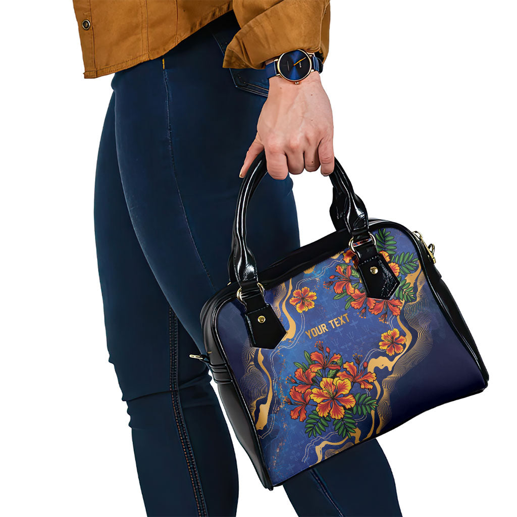 Custom Women’s Cricket Barbados Floral Series Shoulder Handbag Royal Blue Pride of Barbados