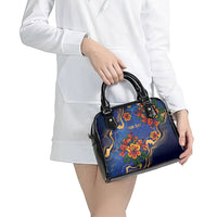 Custom Women’s Cricket Barbados Floral Series Shoulder Handbag Royal Blue Pride of Barbados