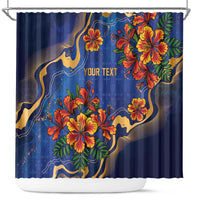 Custom Women’s Cricket Barbados Floral Series Shower Curtain Royal Blue Pride of Barbados