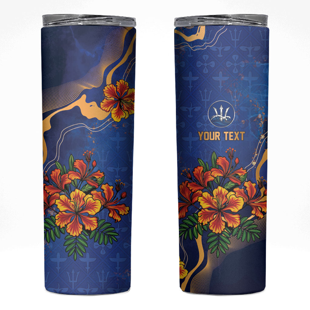 Custom Women’s Cricket Barbados Floral Series Skinny Tumbler Royal Blue Pride of Barbados