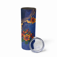 Custom Women’s Cricket Barbados Floral Series Skinny Tumbler Royal Blue Pride of Barbados