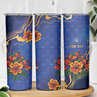 Custom Women’s Cricket Barbados Floral Series Skinny Tumbler Royal Blue Pride of Barbados