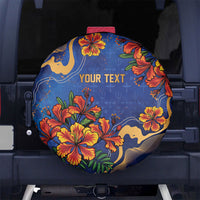 Custom Women’s Cricket Barbados Floral Series Spare Tire Cover Royal Blue Pride of Barbados