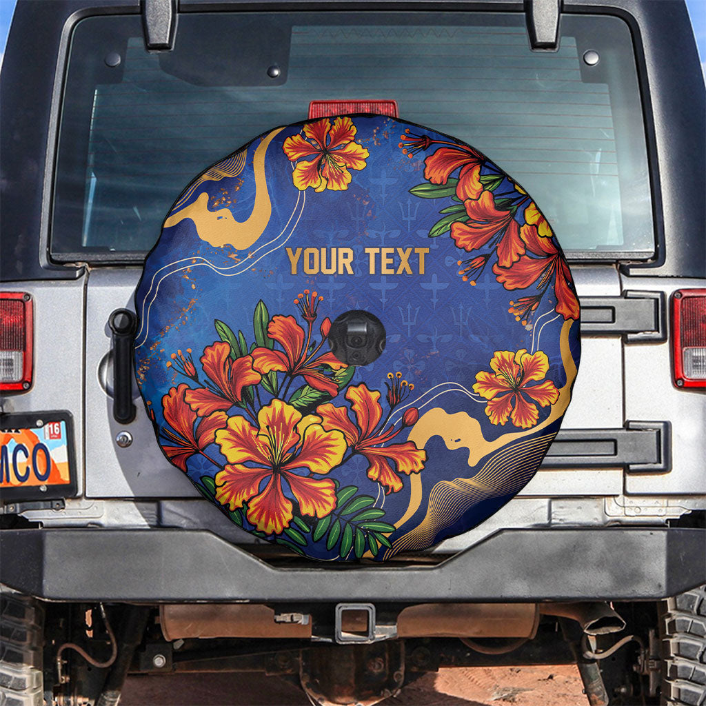 Custom Women’s Cricket Barbados Floral Series Spare Tire Cover Royal Blue Pride of Barbados