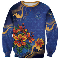Custom Women’s Cricket Barbados Floral Series Sweatshirt Royal Blue Pride of Barbados