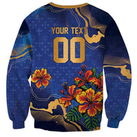 Custom Women’s Cricket Barbados Floral Series Sweatshirt Royal Blue Pride of Barbados