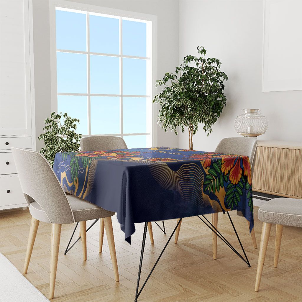 Custom Women’s Cricket Barbados Floral Series Tablecloth Royal Blue Pride of Barbados