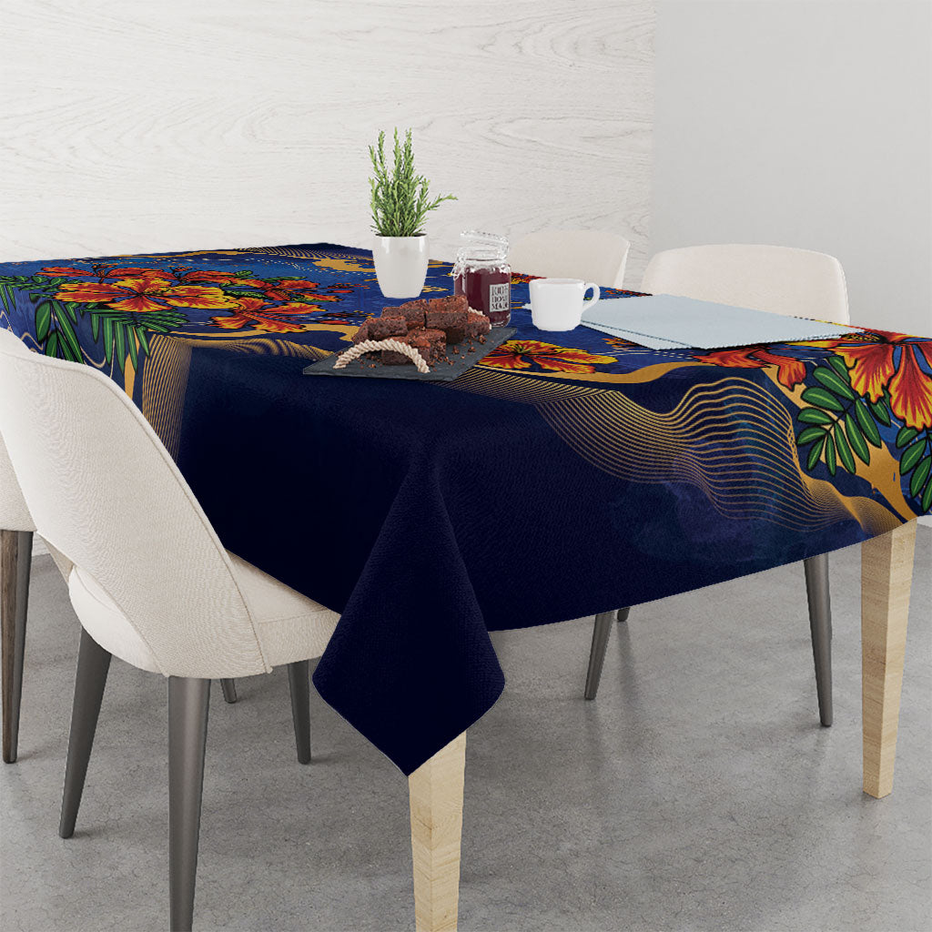 Custom Women’s Cricket Barbados Floral Series Tablecloth Royal Blue Pride of Barbados