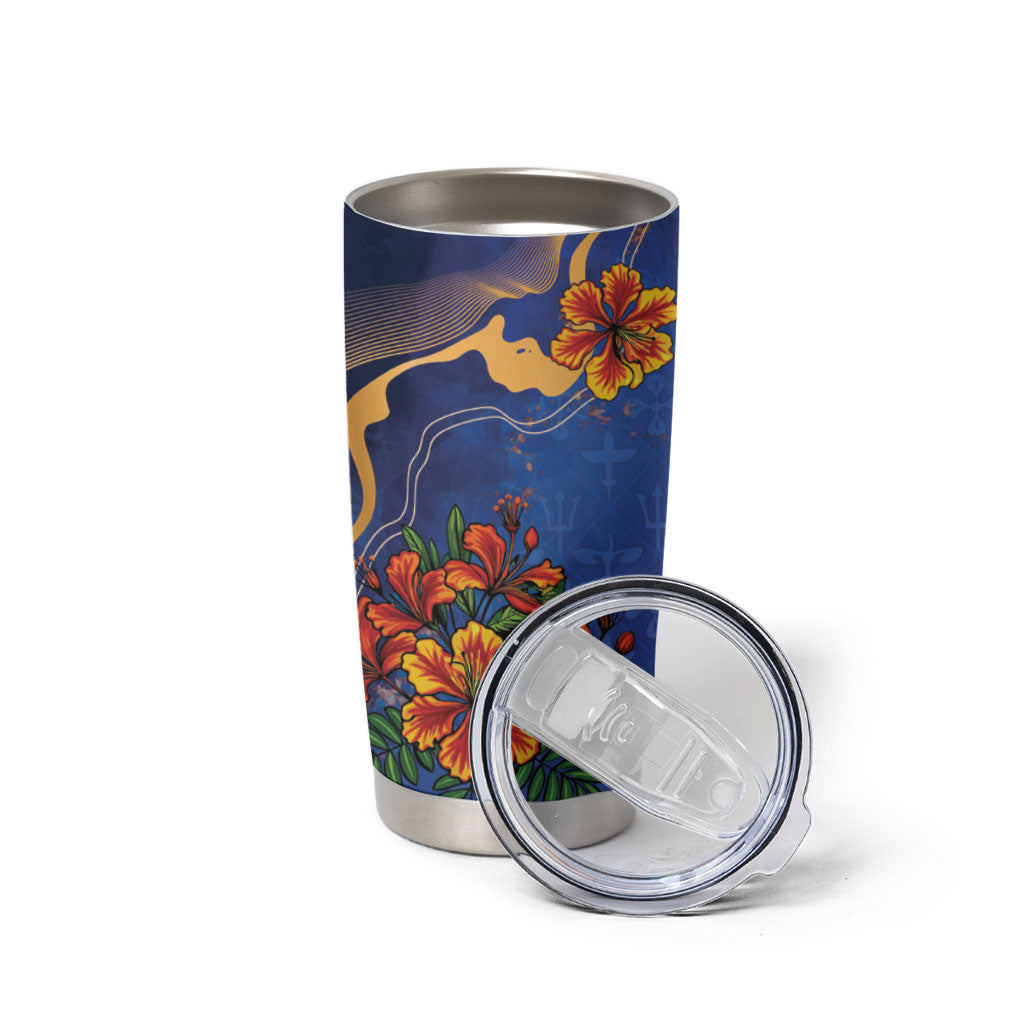 Custom Women’s Cricket Barbados Floral Series Tumbler Cup Royal Blue Pride of Barbados