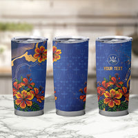Custom Women’s Cricket Barbados Floral Series Tumbler Cup Royal Blue Pride of Barbados