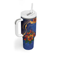Custom Women’s Cricket Barbados Floral Series Tumbler With Handle Royal Blue Pride of Barbados